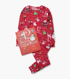 New Hatley 12 Days Of Christmas Book and Red Pajama Set