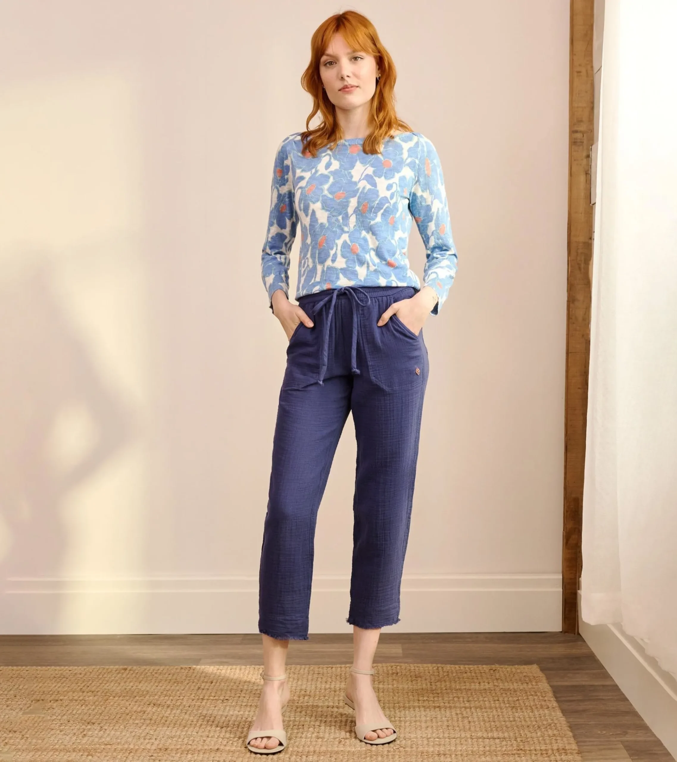 Outlet Hatley 3/4 Sleeve Knit Breton - Textured Poppies