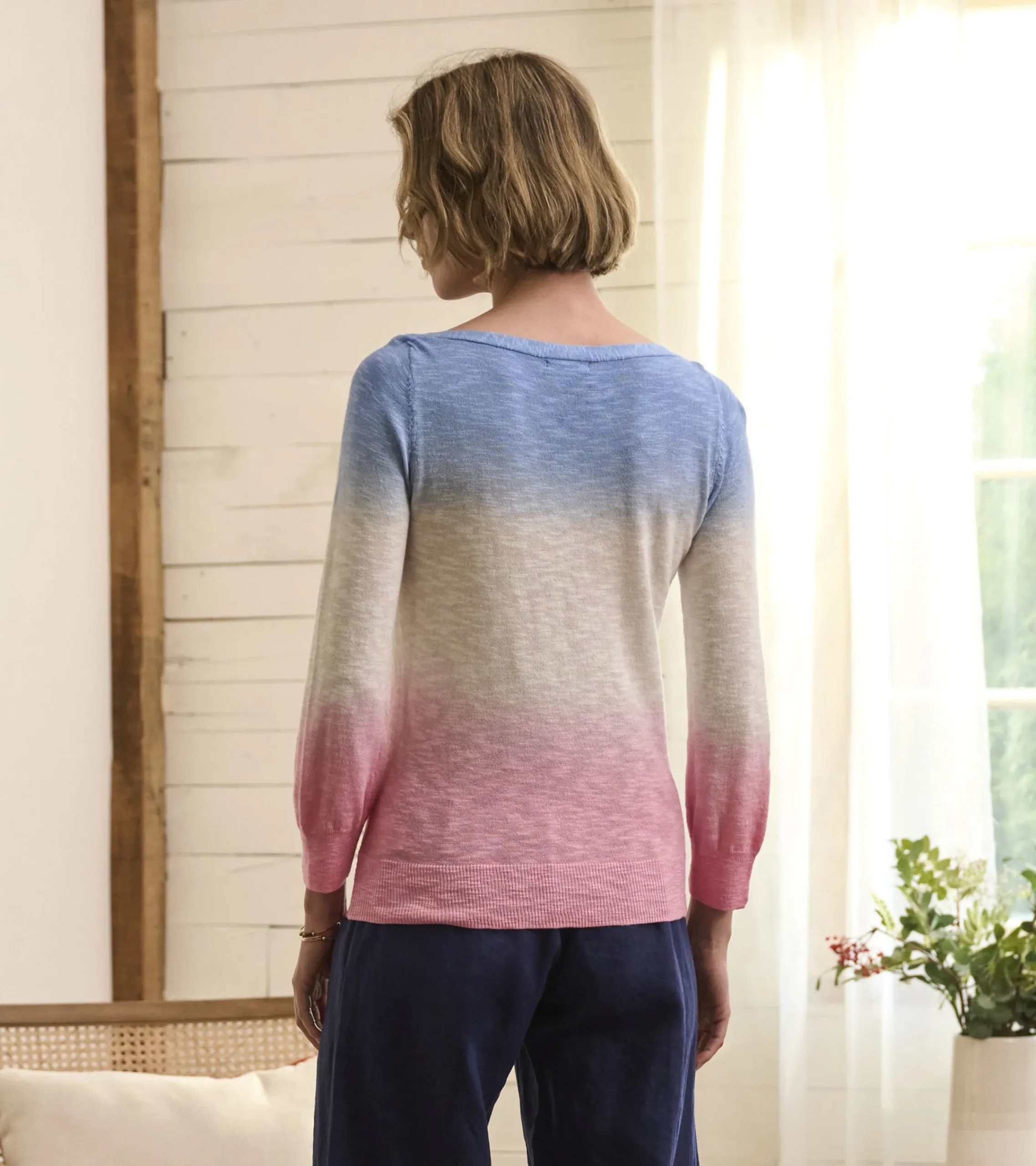 Clearance Hatley 3/4 Sleeve Knit Breton- Sunset Dip Dye