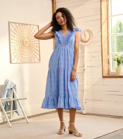 Hot Hatley Aria Midi Dress - Rainbow Feather Dobby