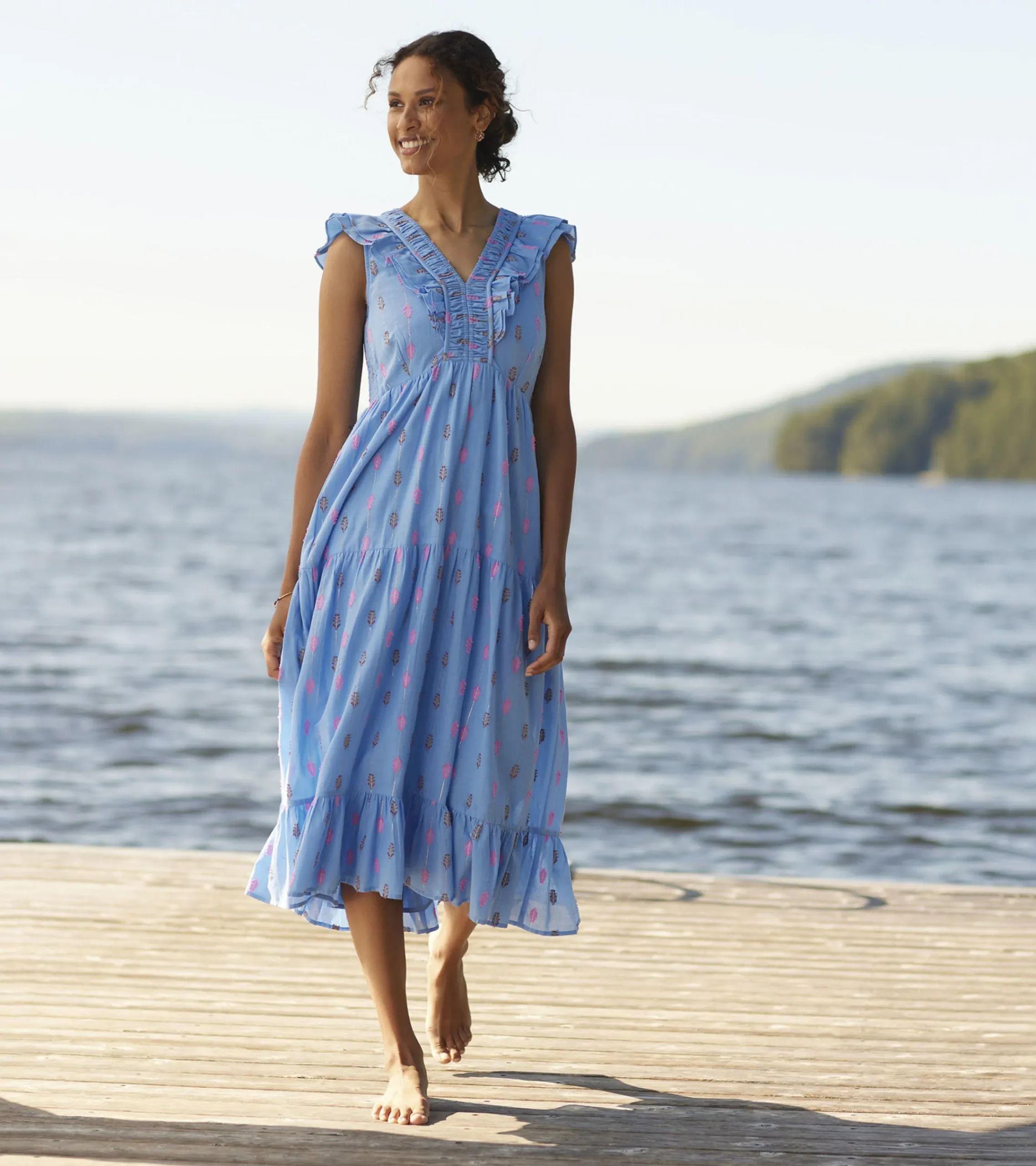 Hot Hatley Aria Midi Dress - Rainbow Feather Dobby