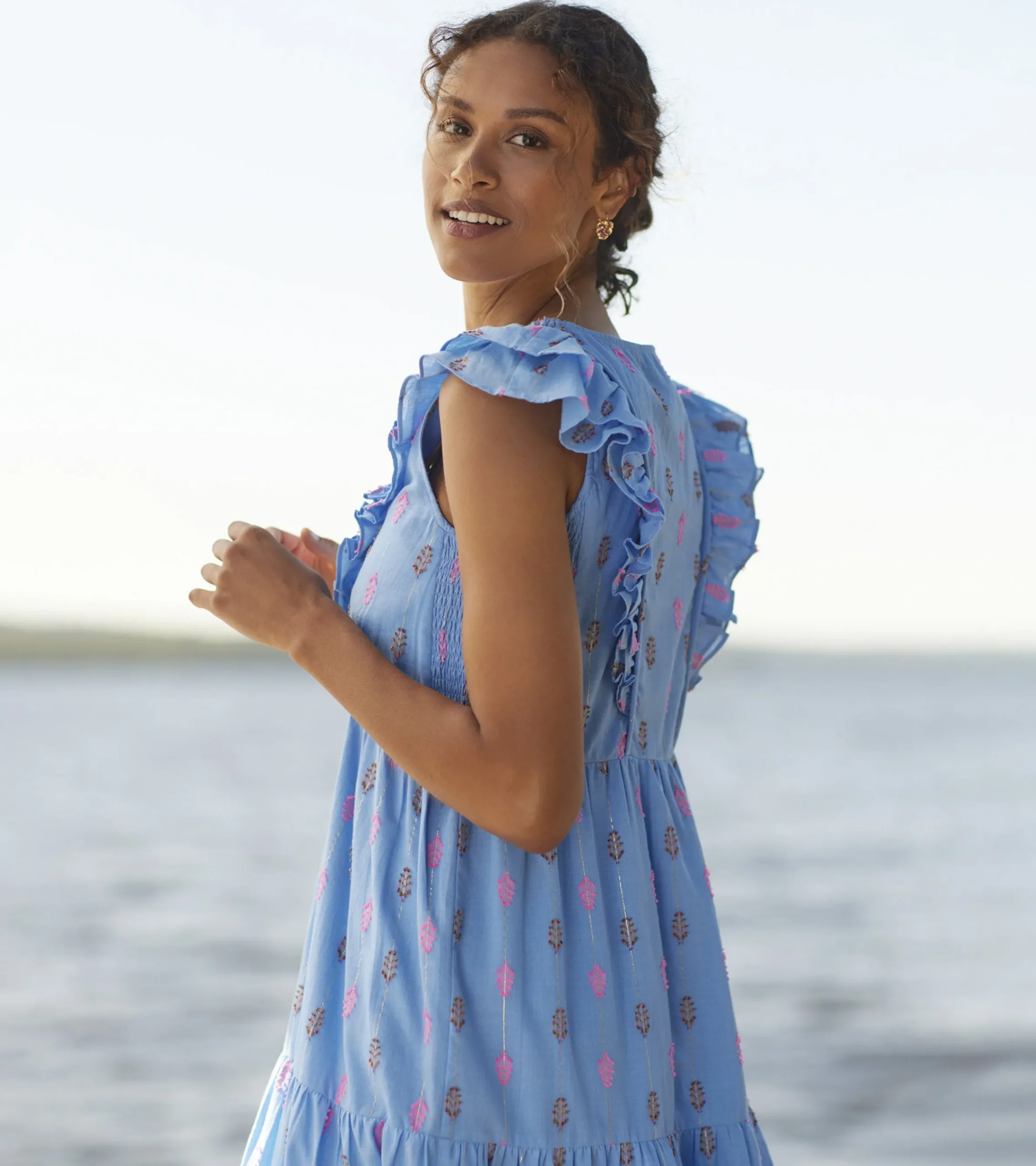 Hot Hatley Aria Midi Dress - Rainbow Feather Dobby