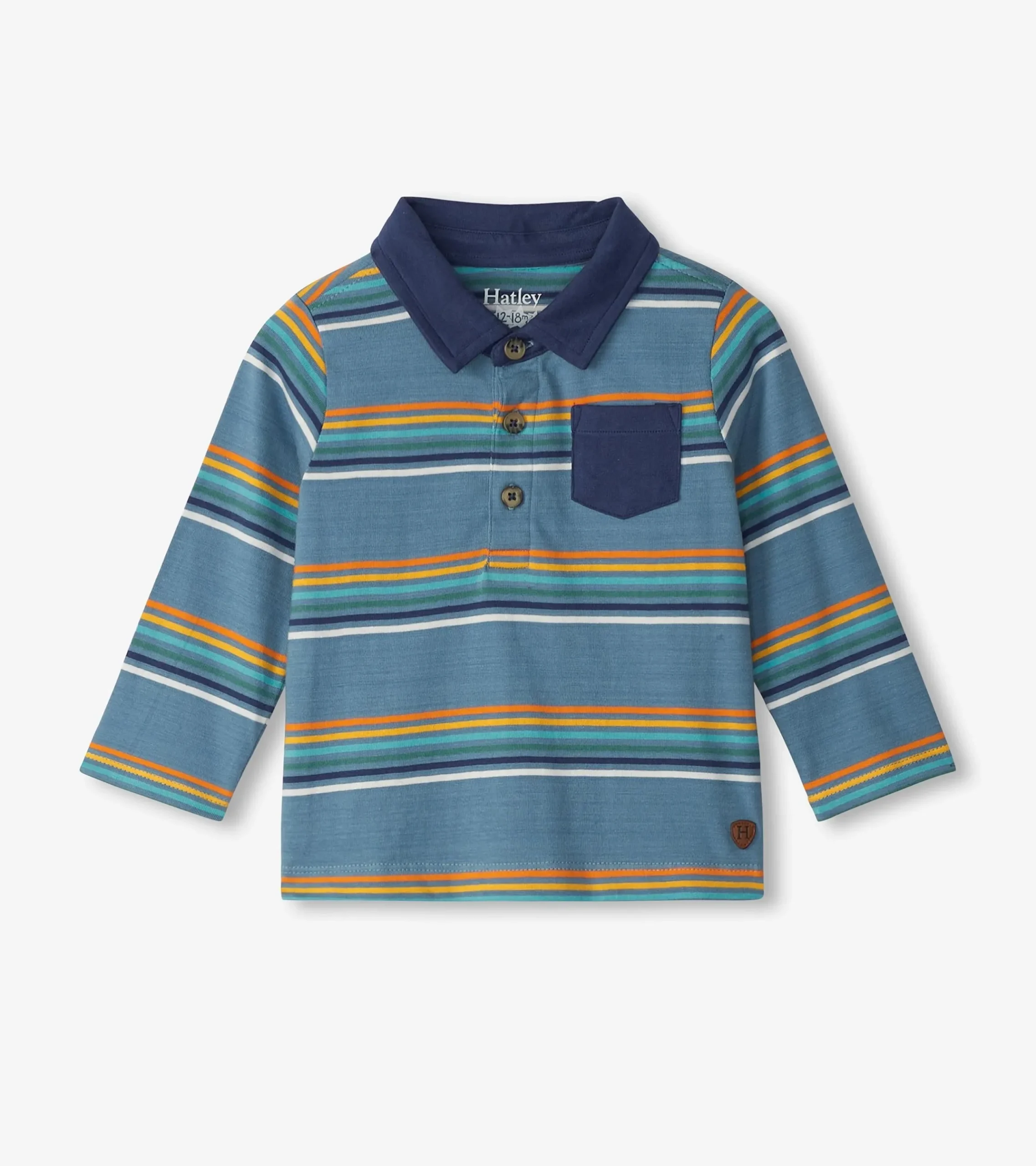 Discount Hatley Baby & Toddler Boys Bluestone Stripes Long Sleeve Polo T-Shirt