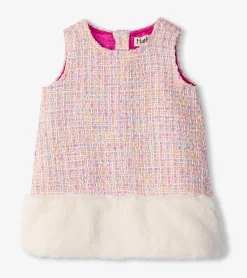 Best Hatley Baby & Toddler Girls Aurora Pink Tweed Faux Fur Trim Dress