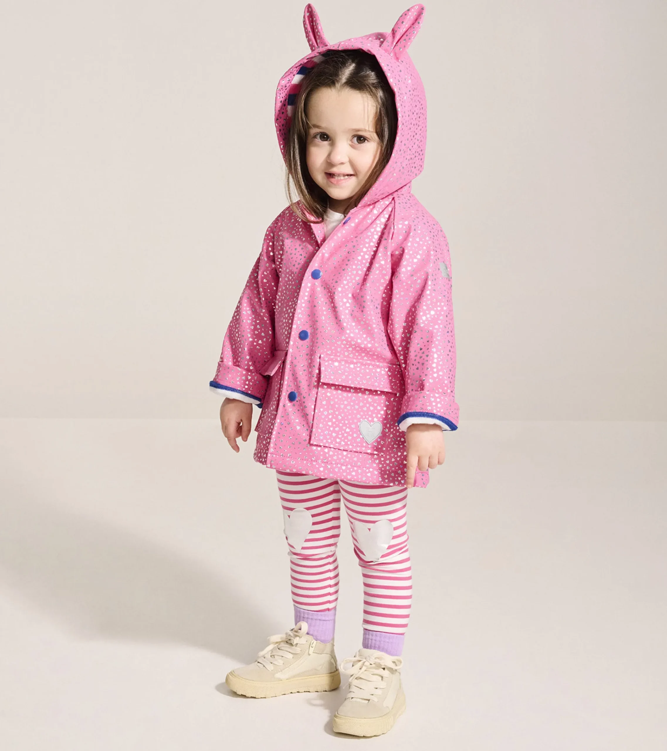 Outlet Hatley Baby & Toddler Girls Glitter Hearts Button-Up Rain Jacket