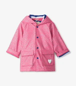 Outlet Hatley Baby & Toddler Girls Glitter Hearts Button-Up Rain Jacket