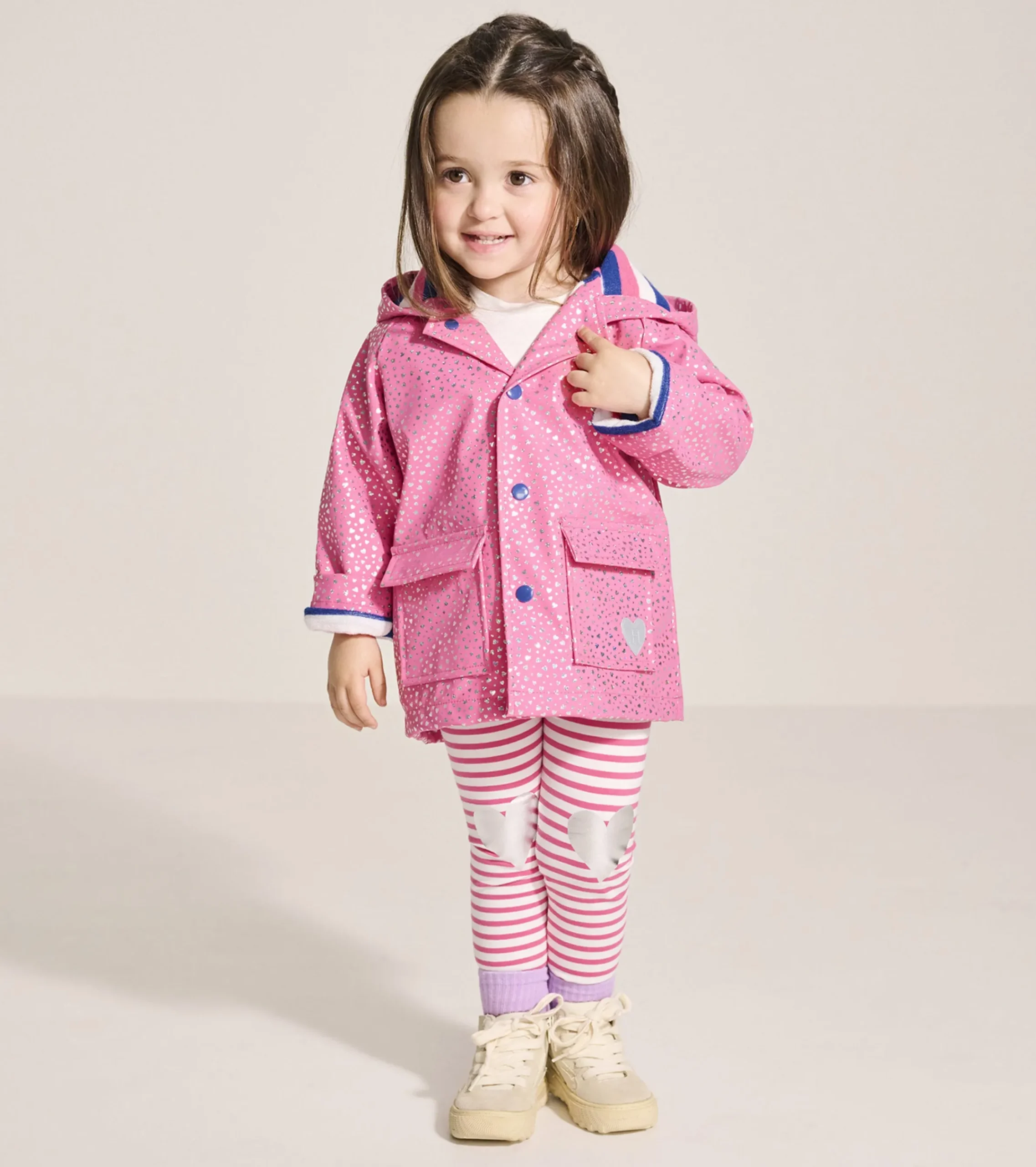 Outlet Hatley Baby & Toddler Girls Glitter Hearts Button-Up Rain Jacket