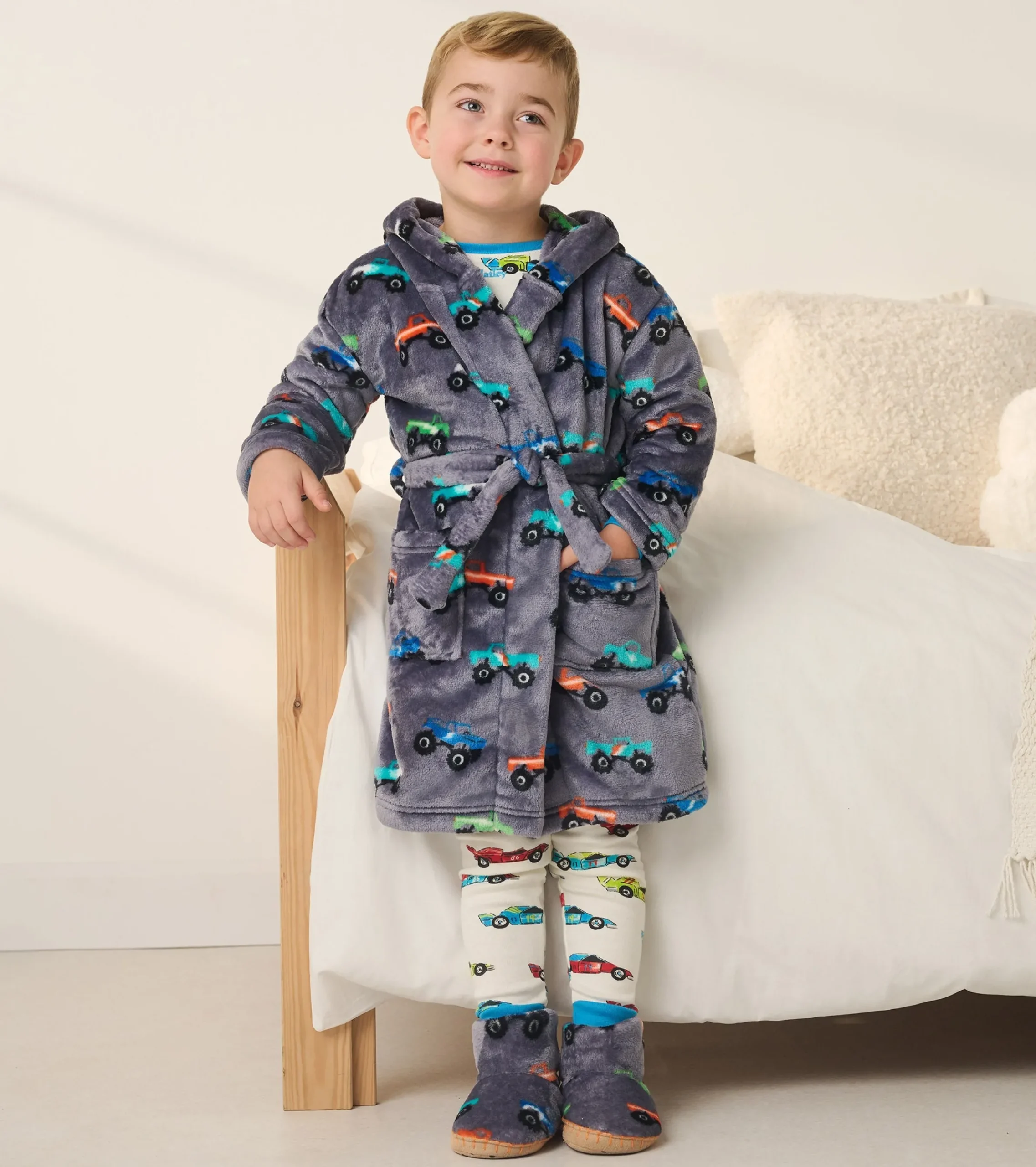 New Hatley Baby Boys Monster Trucks Fleece Robe