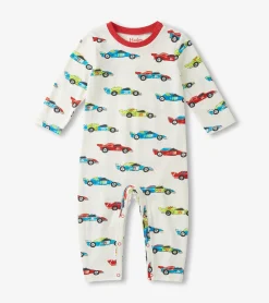 Clearance Hatley Baby Boys Water Colour Racecars Long Sleeve Romper
