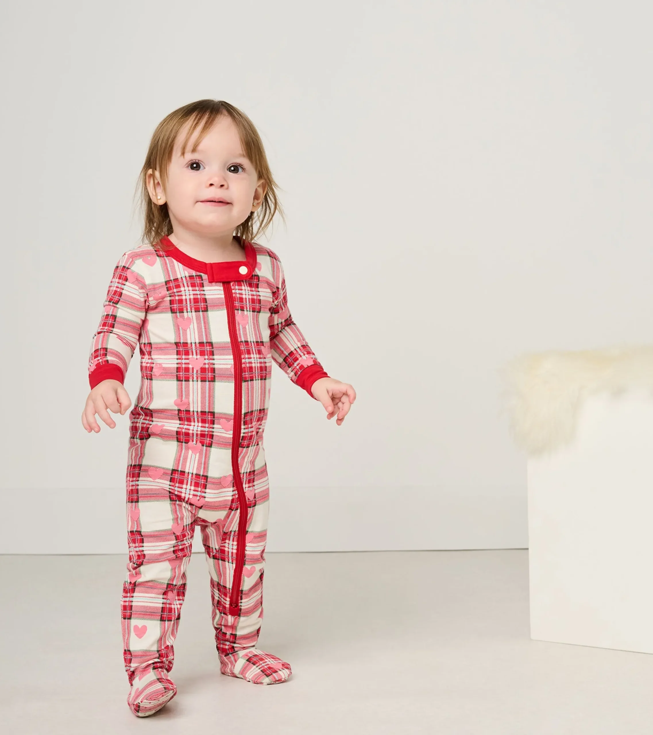 Sale Hatley Baby Plaid Hearts Cotton Footed Sleeper