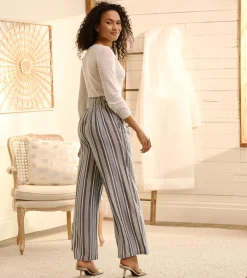 Clearance Hatley Belted Wide Leg Pants - Rainbow Stripes