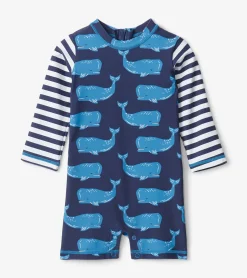 Online Hatley Block Whales Baby One-Piece Rashguard