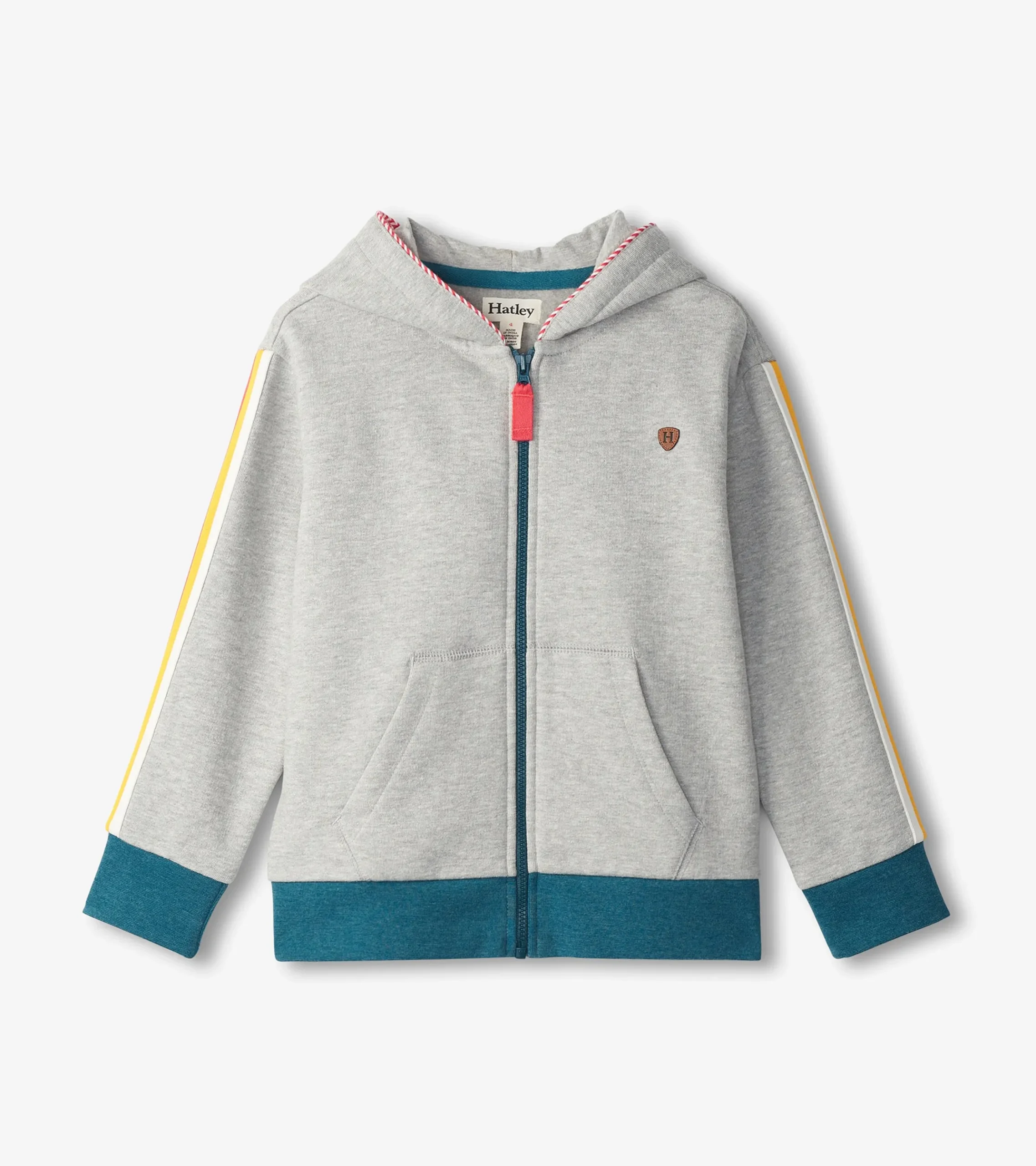 New Hatley Boys Athletic Grey Zip-Up Hoodie