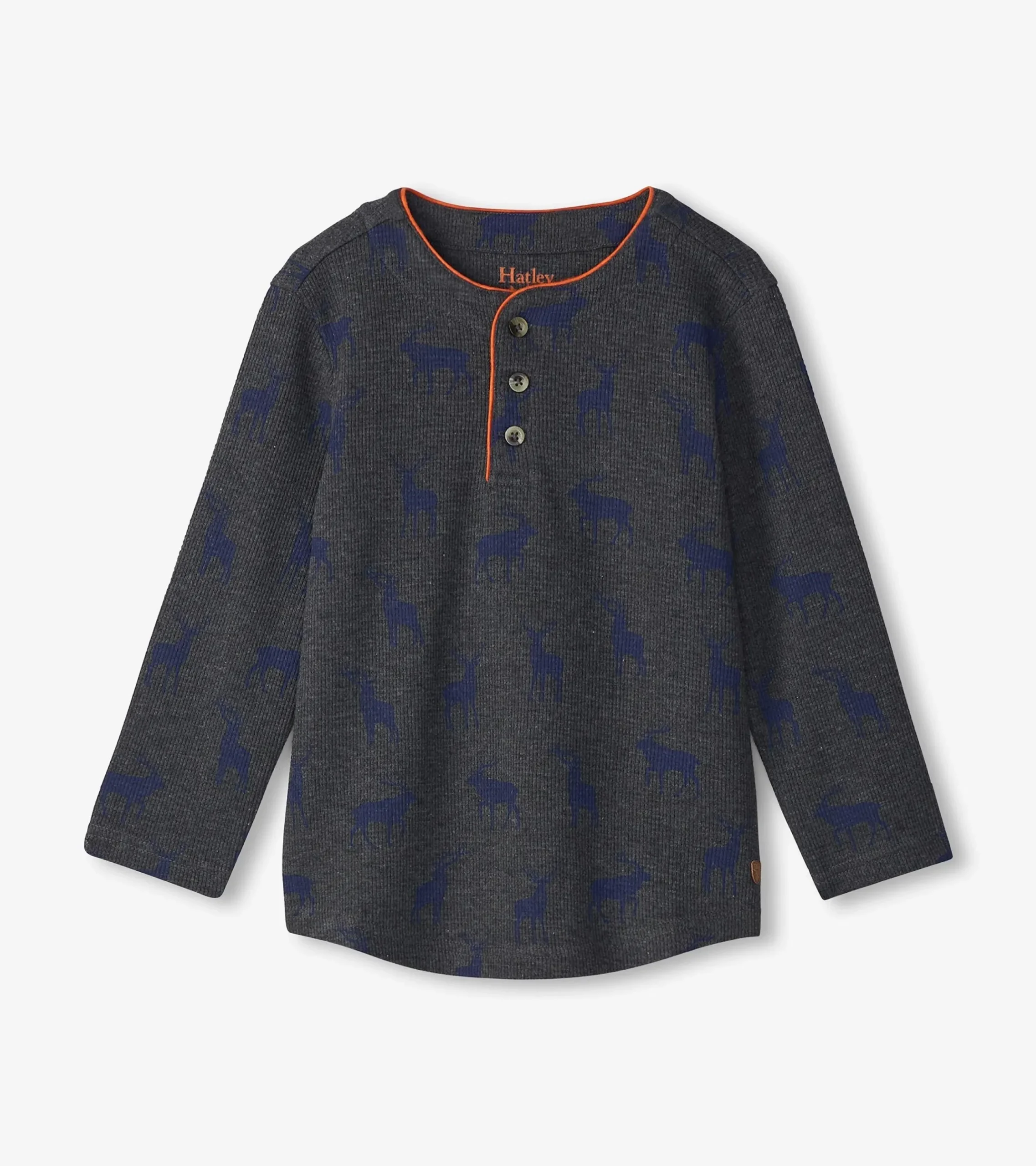 Sale Hatley Boys Blue Elks Long Sleeve Henley T-Shirt