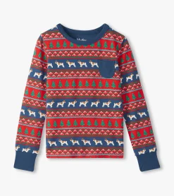 Hatley Boys Bulldog Fair Isle Bamboo Pajama Set