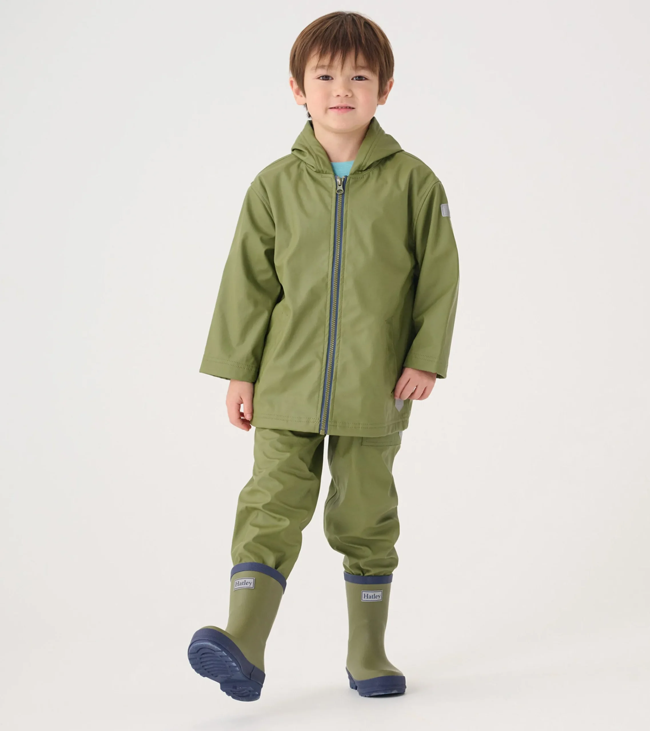 Outlet Hatley Boys Forest Green Zip-Up Rain Jacket