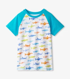 Outlet Hatley Boys Painted Sharks Raglan T-Shirt