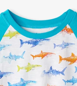Outlet Hatley Boys Painted Sharks Raglan T-Shirt