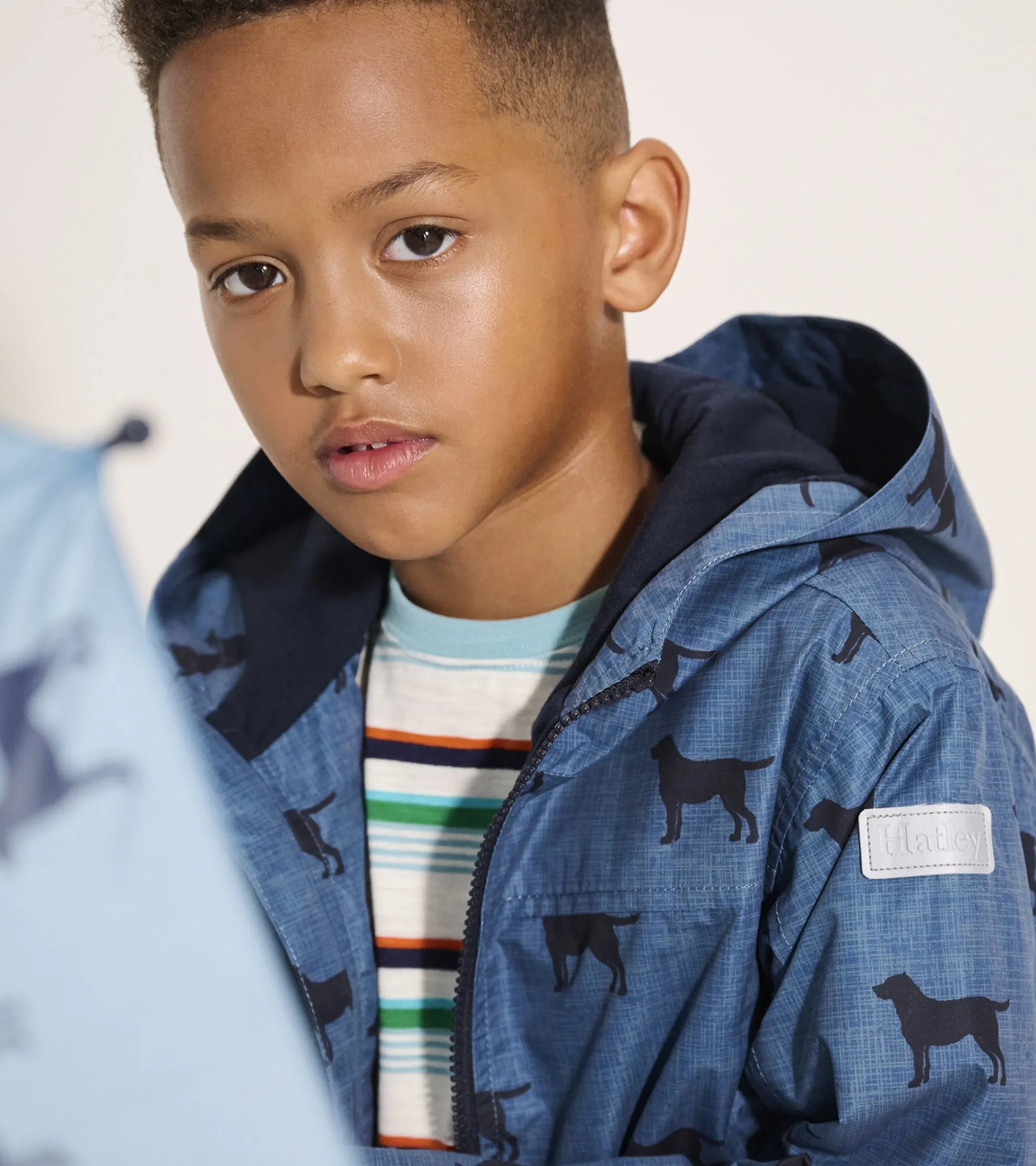 New Hatley Boys Preppy Dogs Zip-Up Lightweight Rain Jacket