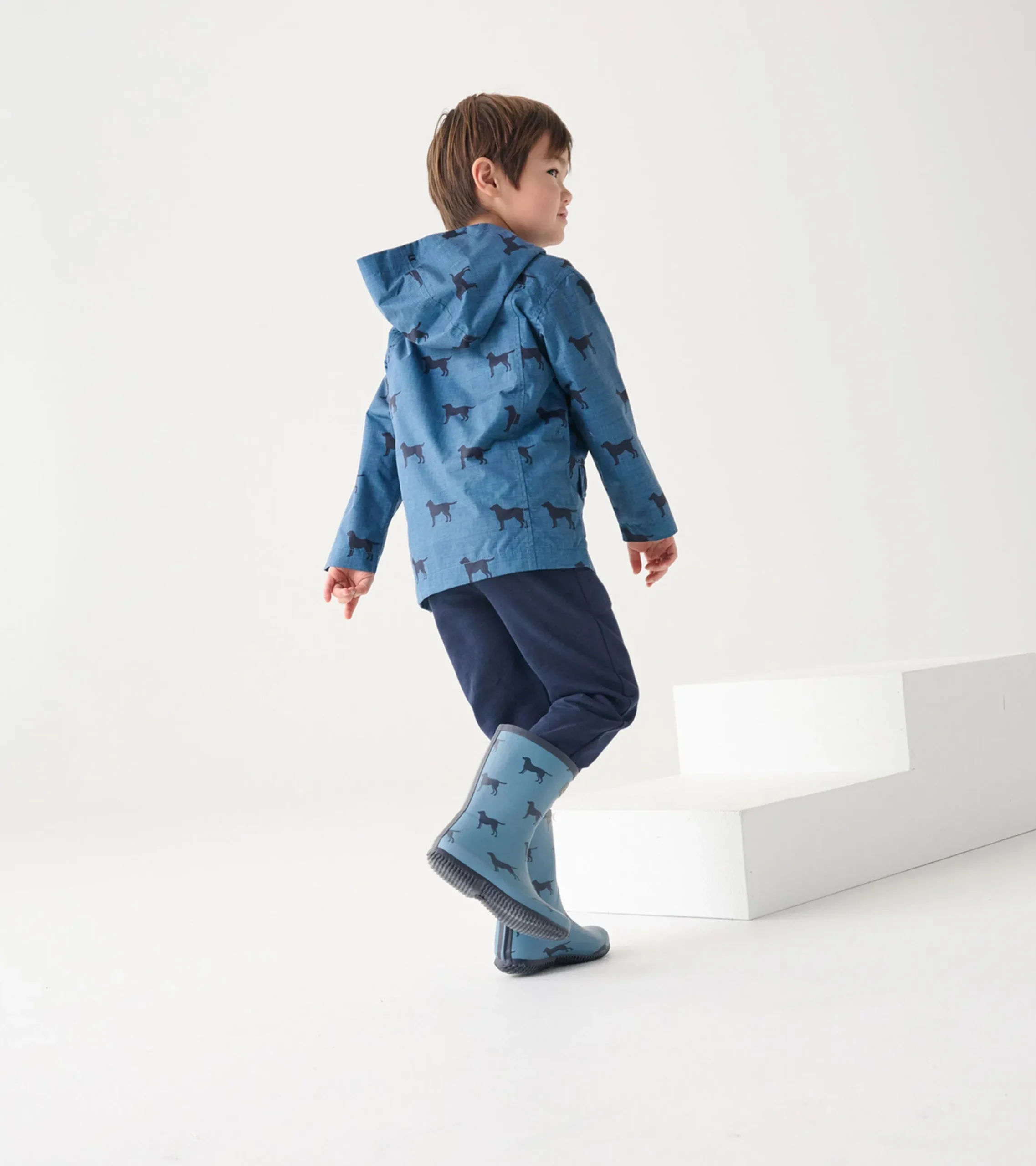 New Hatley Boys Preppy Dogs Zip-Up Lightweight Rain Jacket