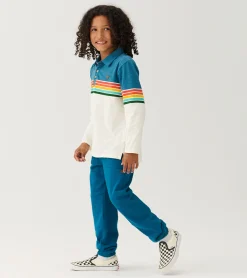 Clearance Hatley Boys Retro Stripes Long Sleeve Panelled Polo