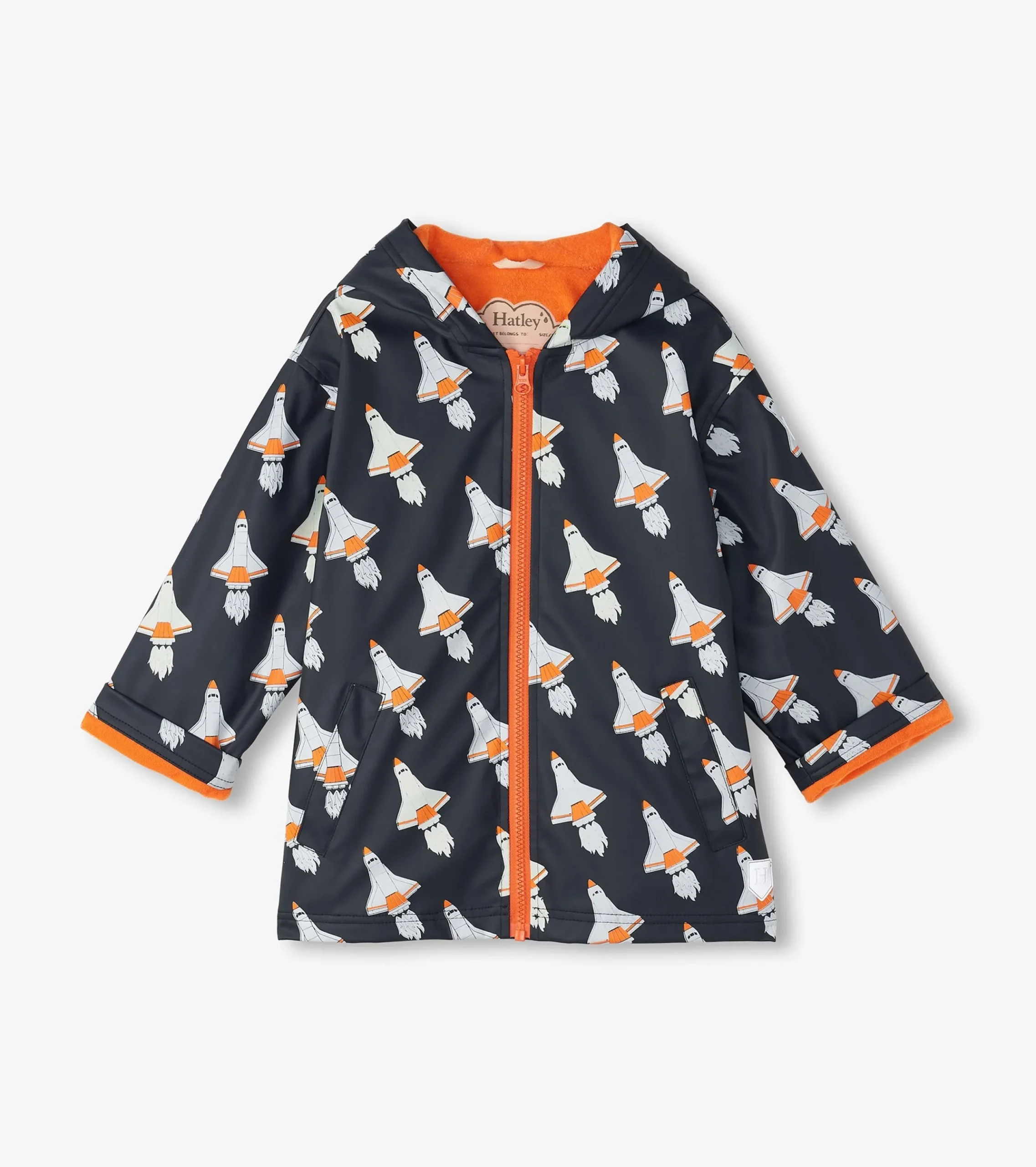 Hatley Boys Space Shuttles Colour Changing Zip-Up Rain Jacket