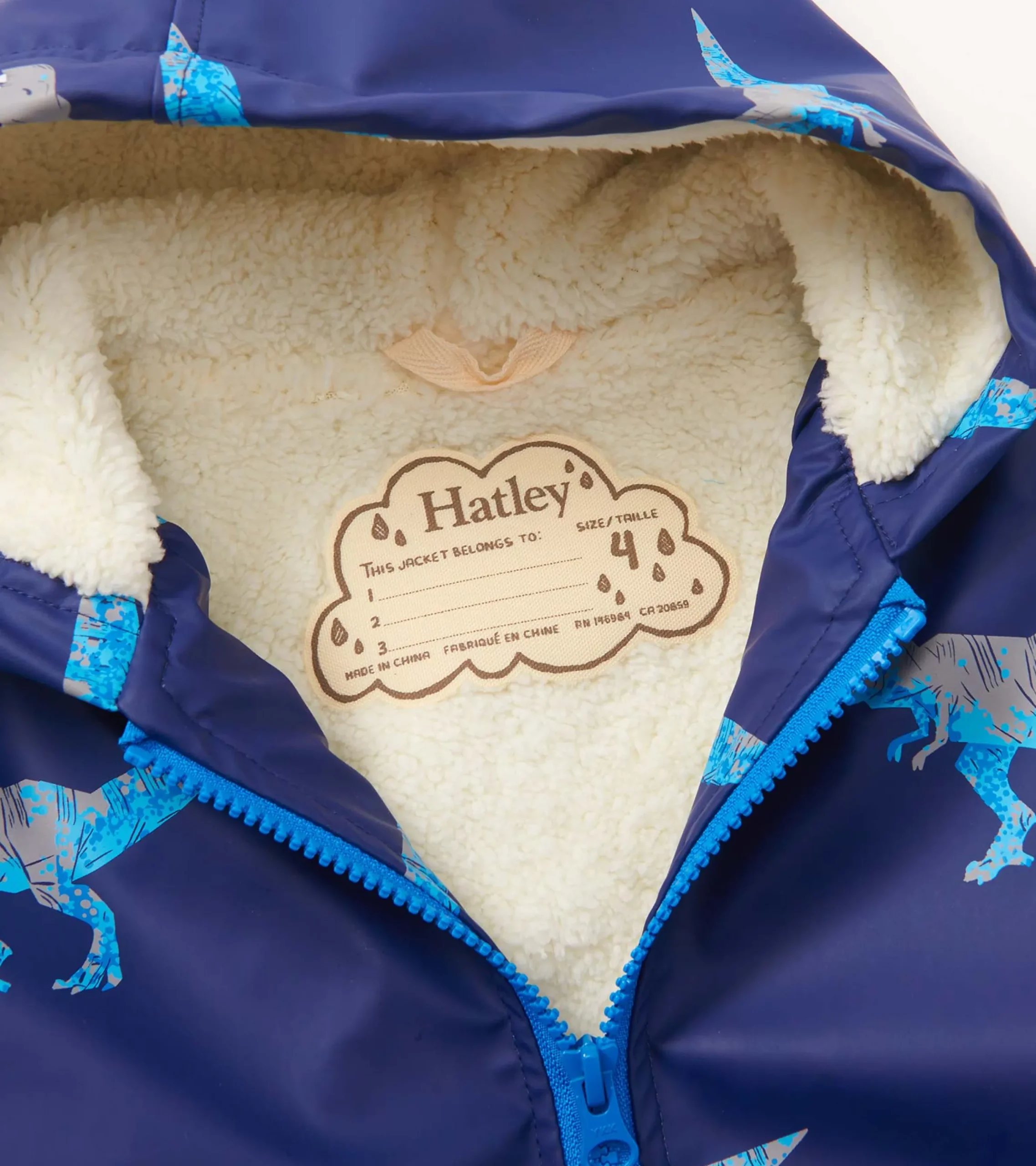 Online Hatley Boys T-Rex Attack Sherpa Lined Zip-Up Rain Jacket