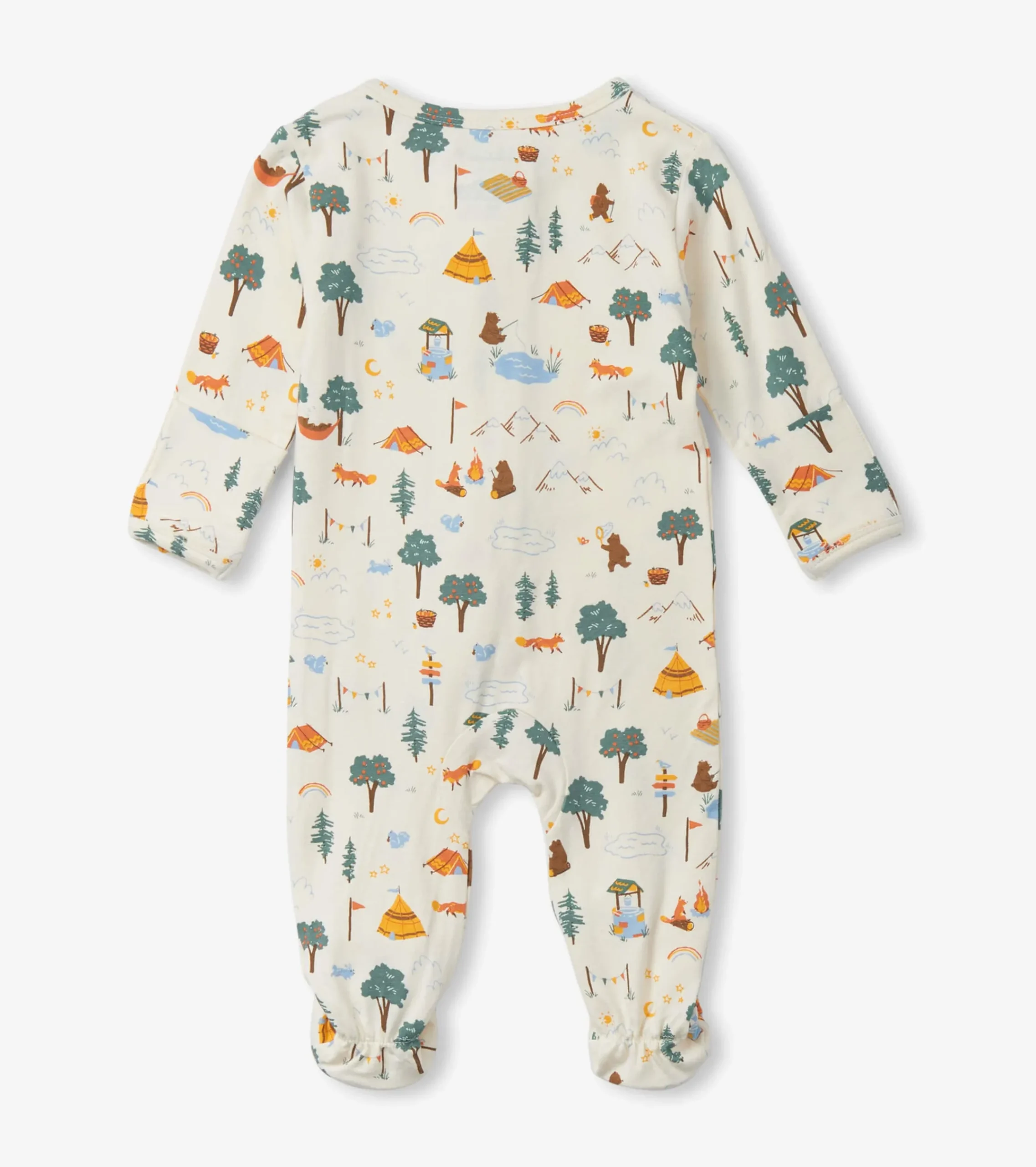 Hot Hatley Camping Animals Newborn Zip-Up Footed Sleeper