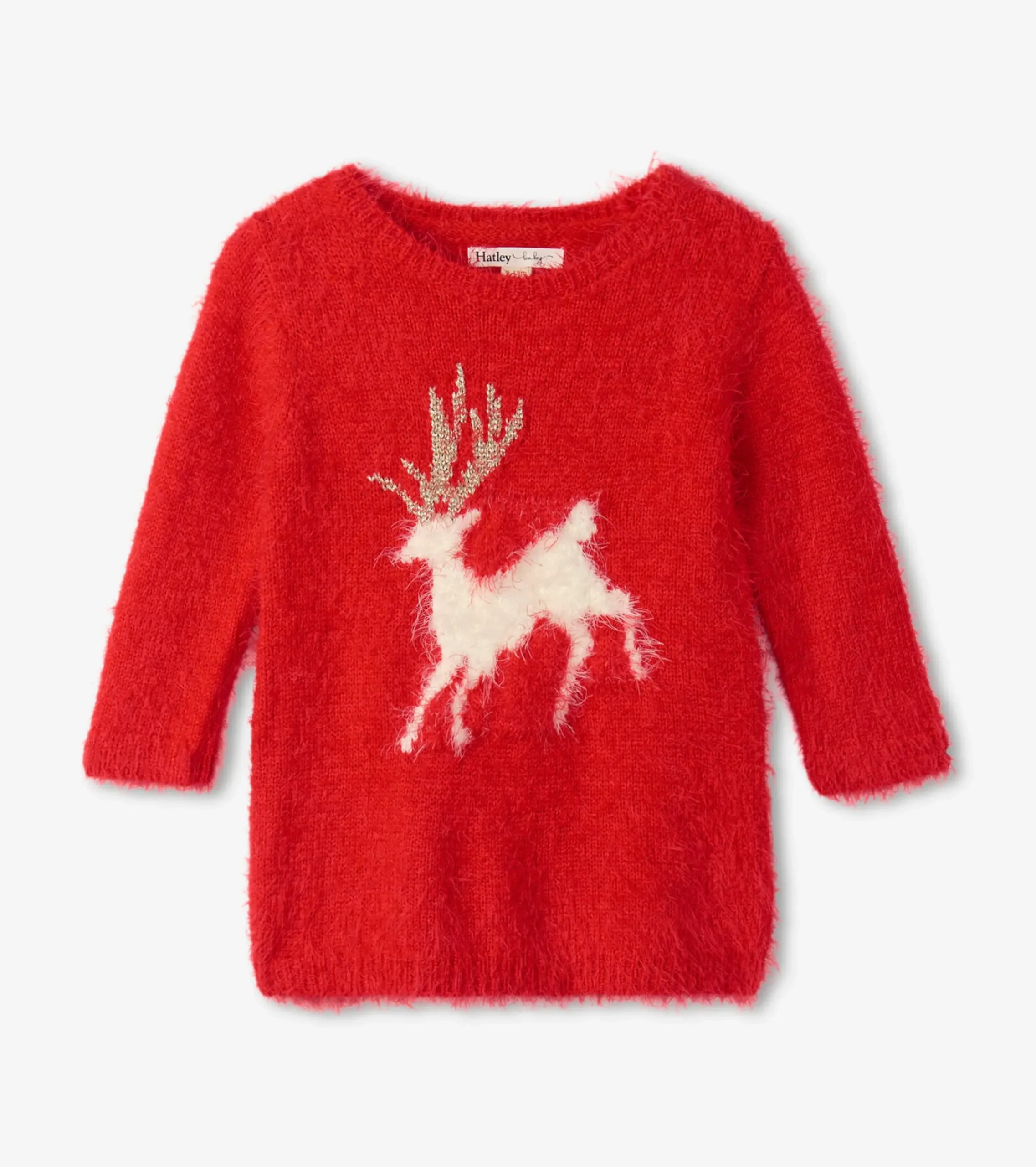 Hot Hatley Christmas Reindeer Fuzzy Sweater Dress