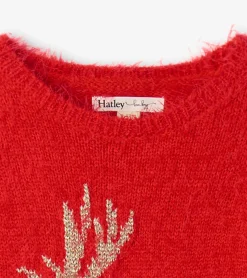 Hot Hatley Christmas Reindeer Fuzzy Sweater Dress