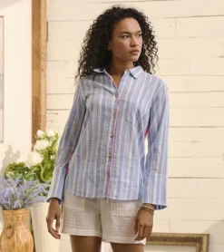Online Hatley Cindy Blouse - Light Blue Stripes