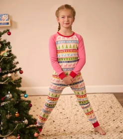 Clearance Hatley Cream Painted Fair Isle Raglan Kids Organic Cotton Pajama Set