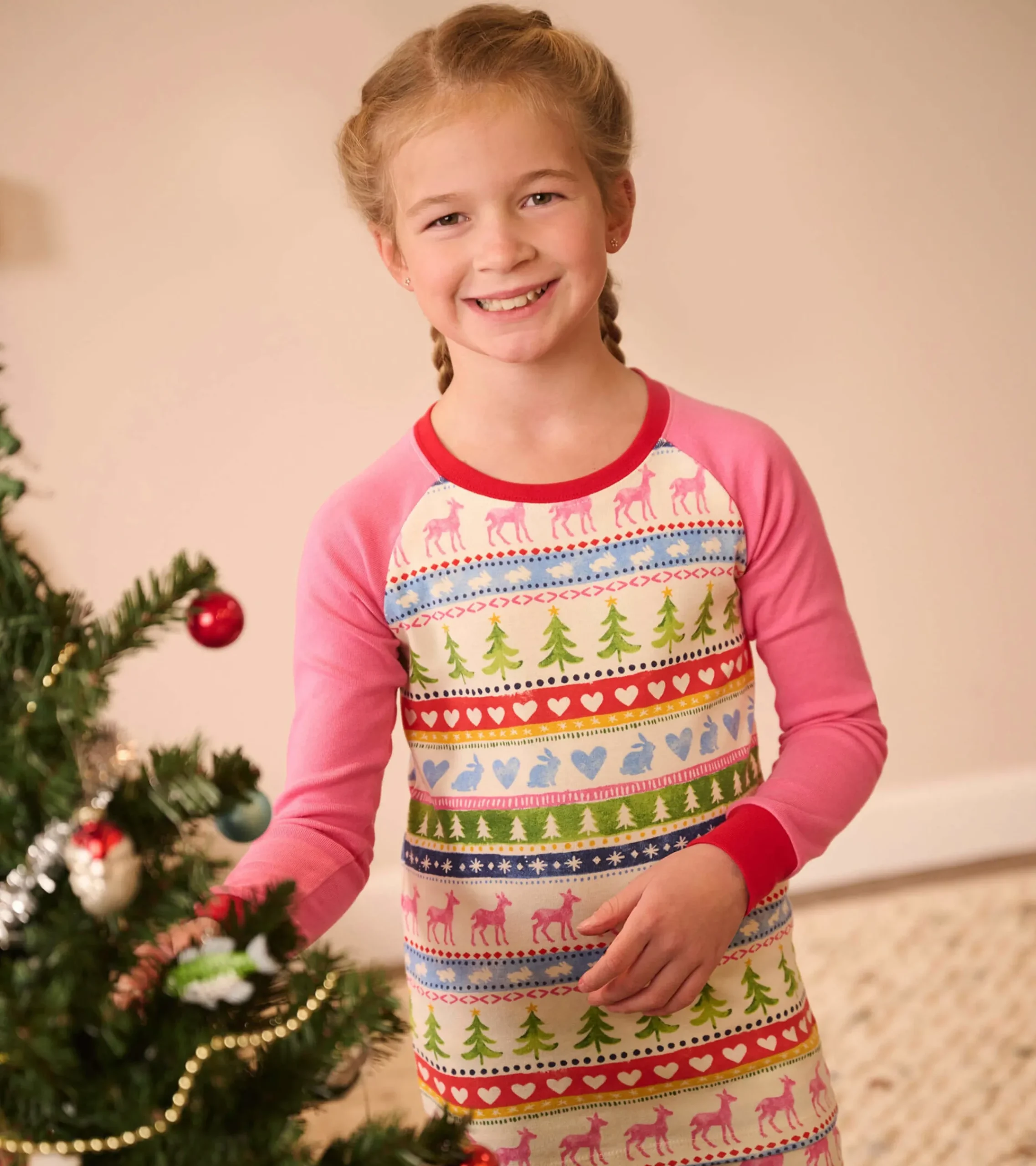 Clearance Hatley Cream Painted Fair Isle Raglan Kids Organic Cotton Pajama Set