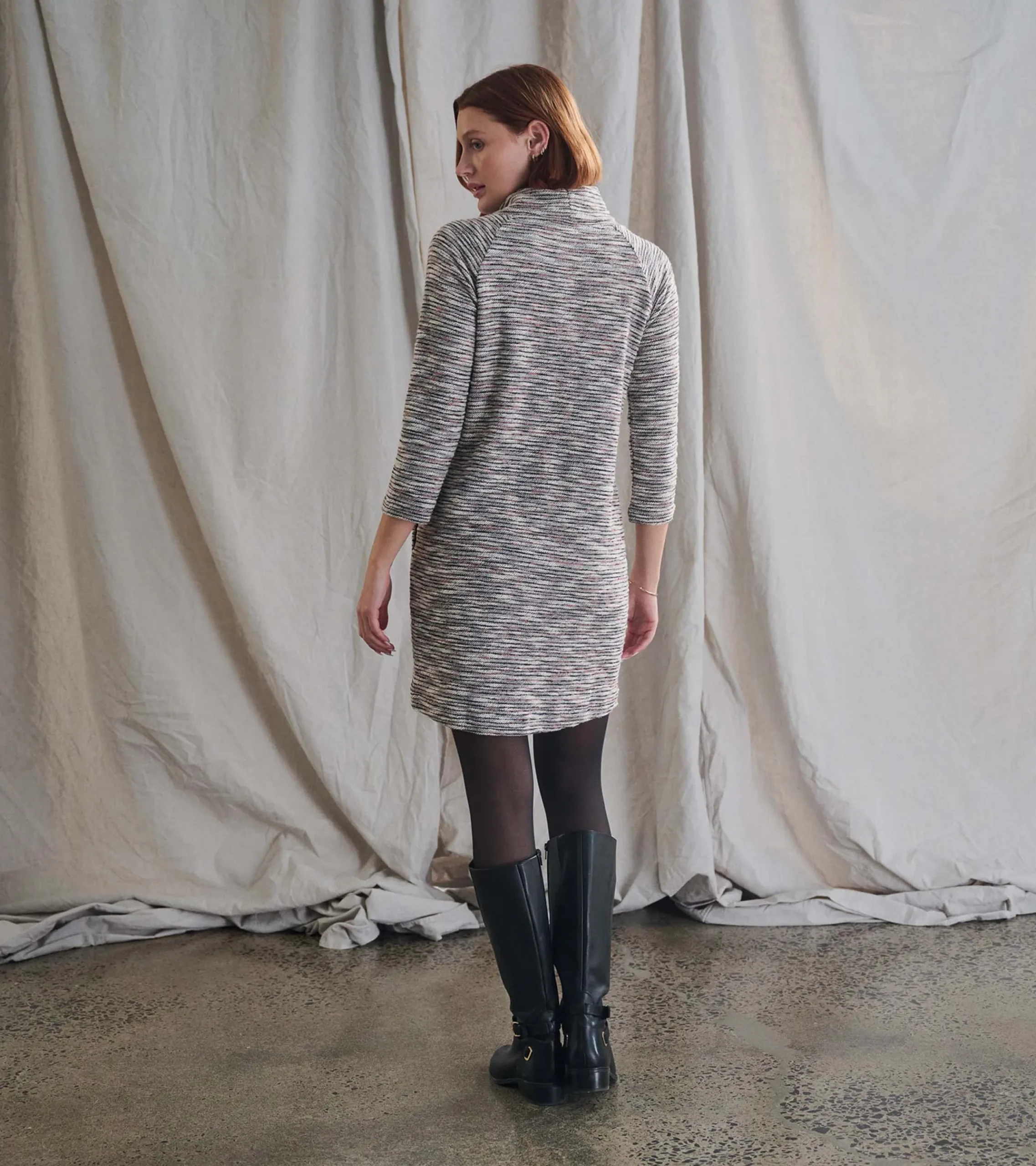 Online Hatley Draped Collar Dress - Heather Grey
