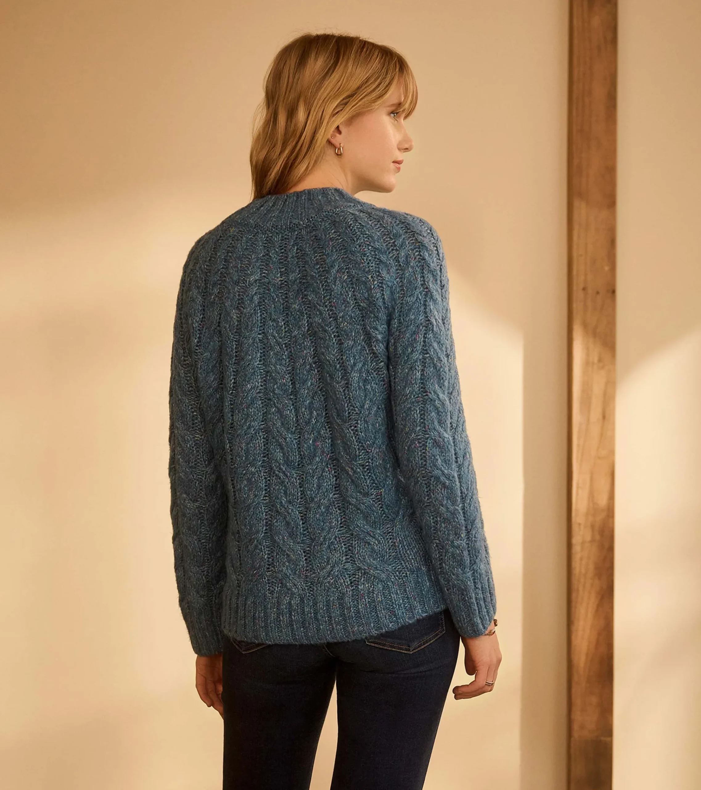 Hatley Dylan Cable Knit Sweater - Blue Heather