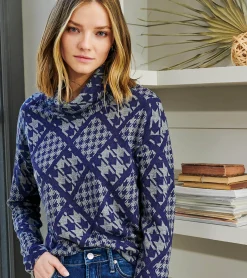 Clearance Hatley Funnel Neck Top - Patriot Checks