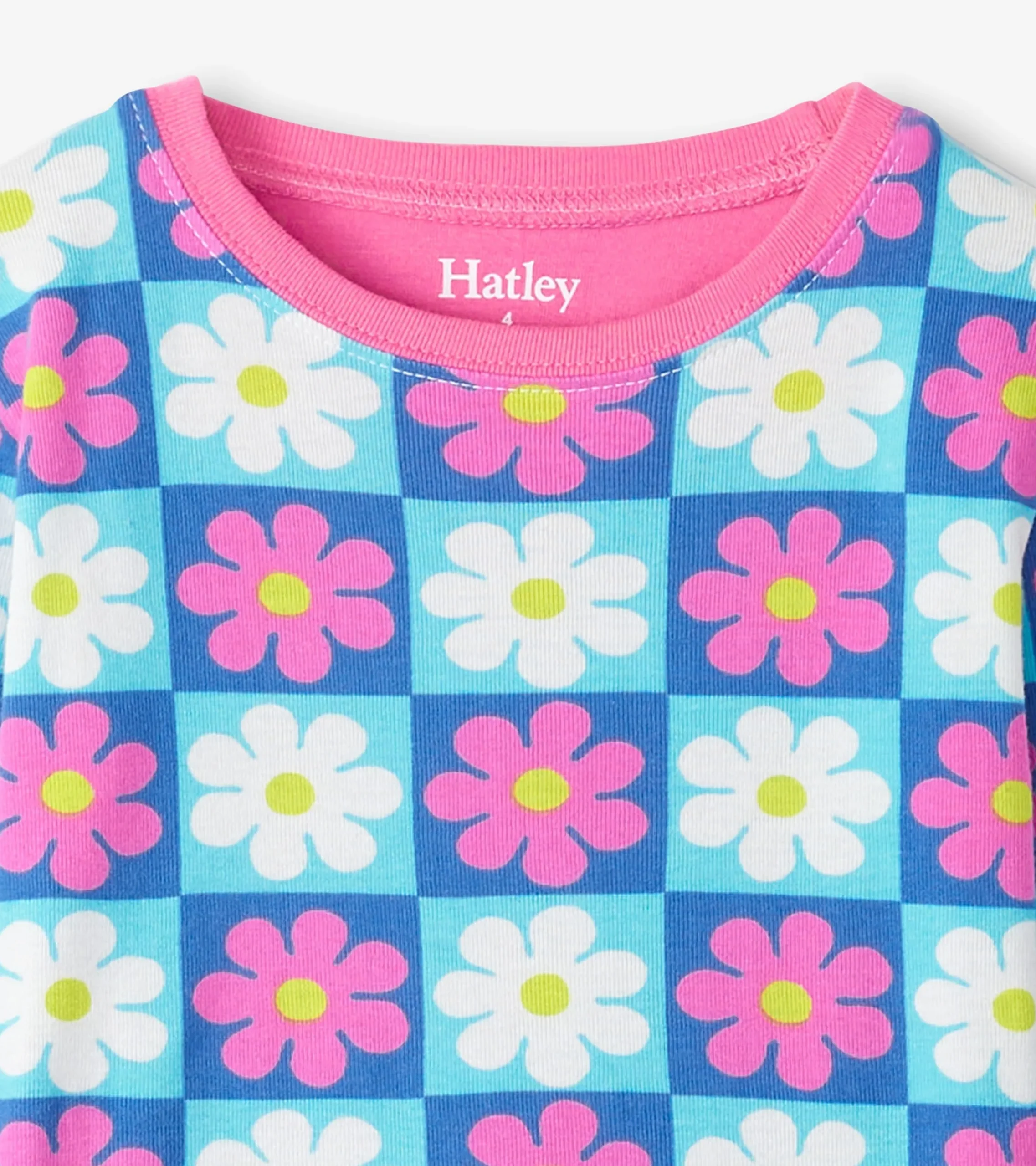 Outlet Hatley Girls Checkered Daisies Organic Cotton Pajama Set