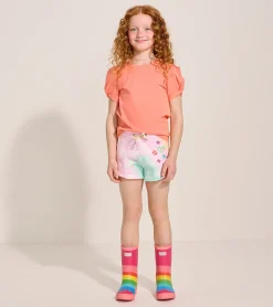 Sale Hatley Girls Coral Twisted Sleeve Tee