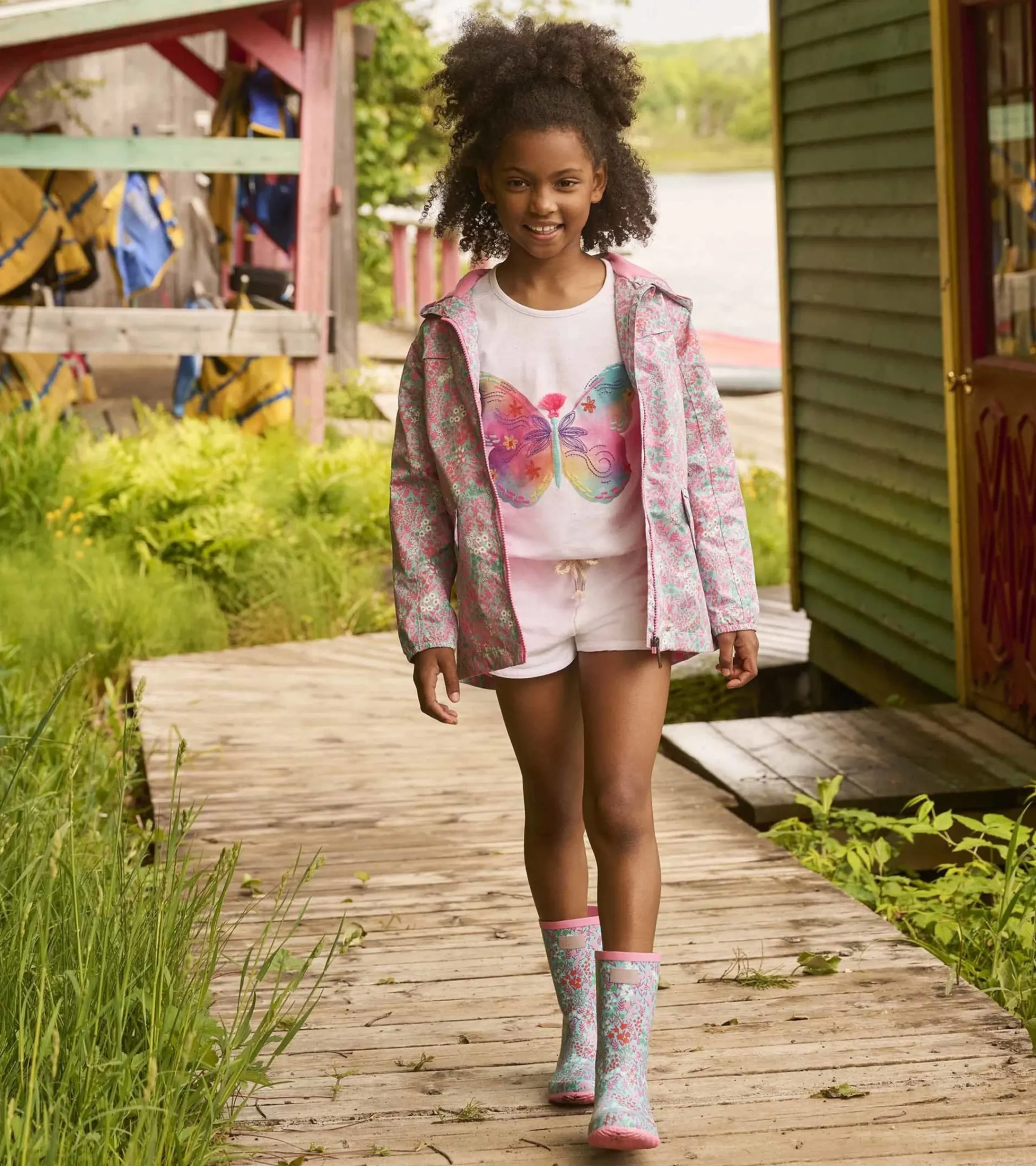 Outlet Hatley Girls Ditsy Floral Zip-Up Lightweight Rain Jacket