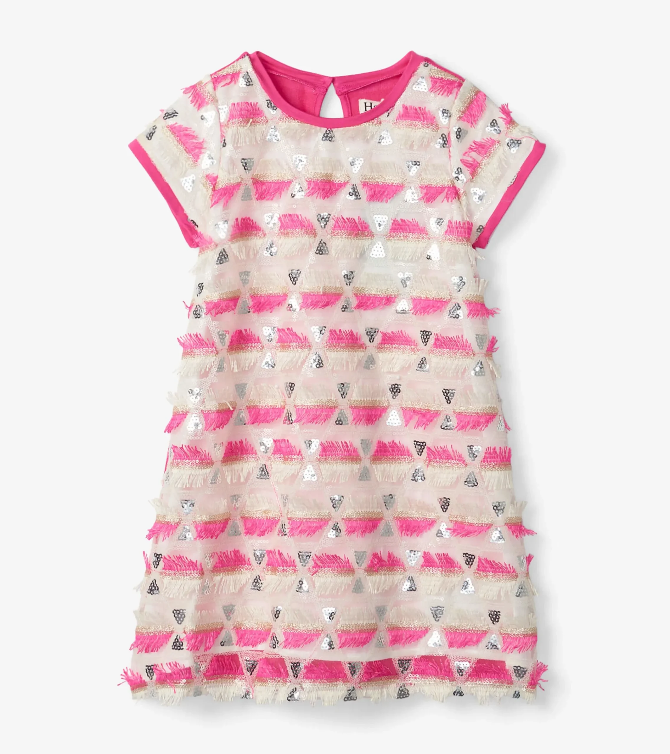 New Hatley Girls Geometric Sequins Cap Sleeve Dress