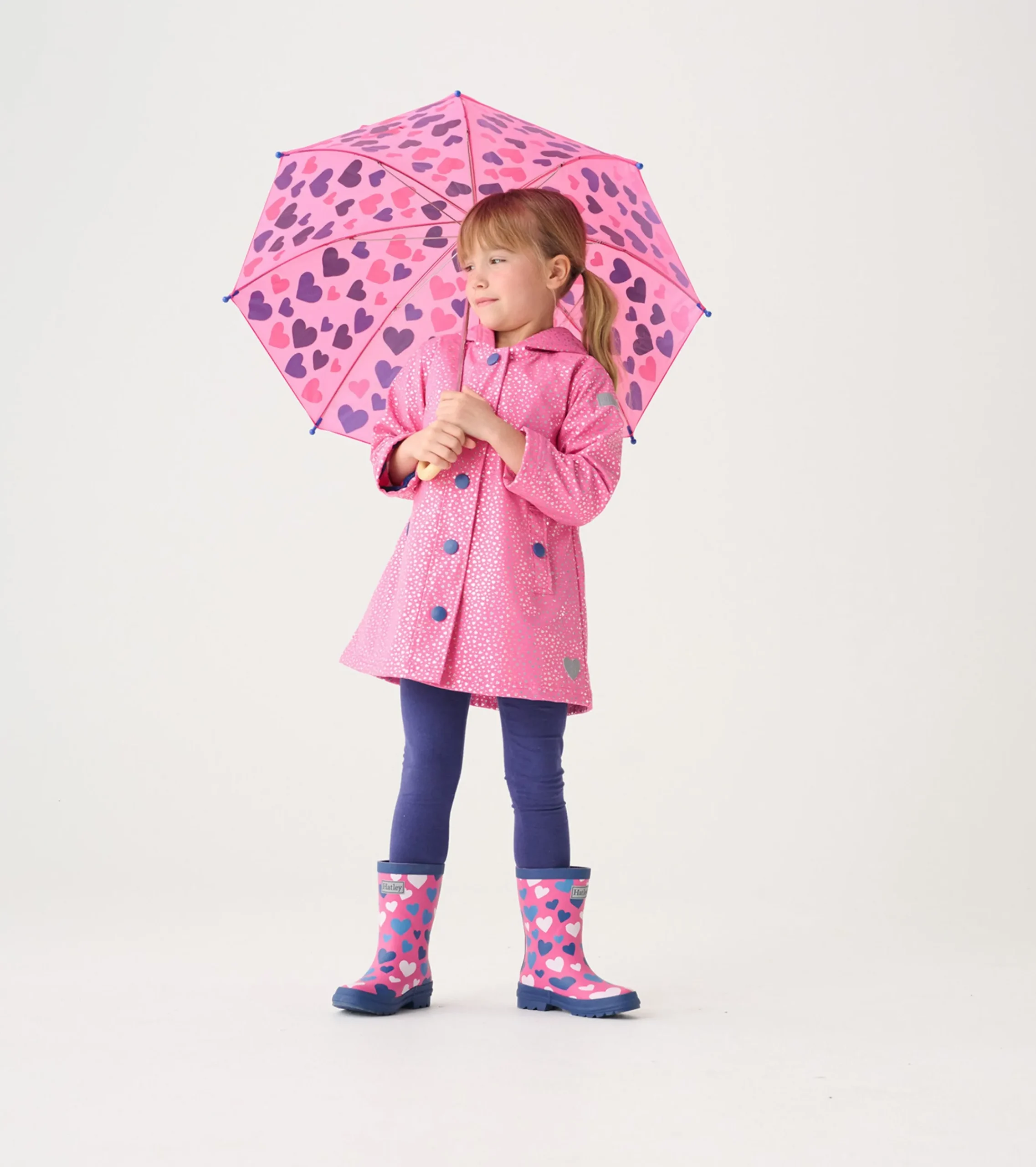 Discount Hatley Girls Glitter Hearts Button-Up Rain Jacket