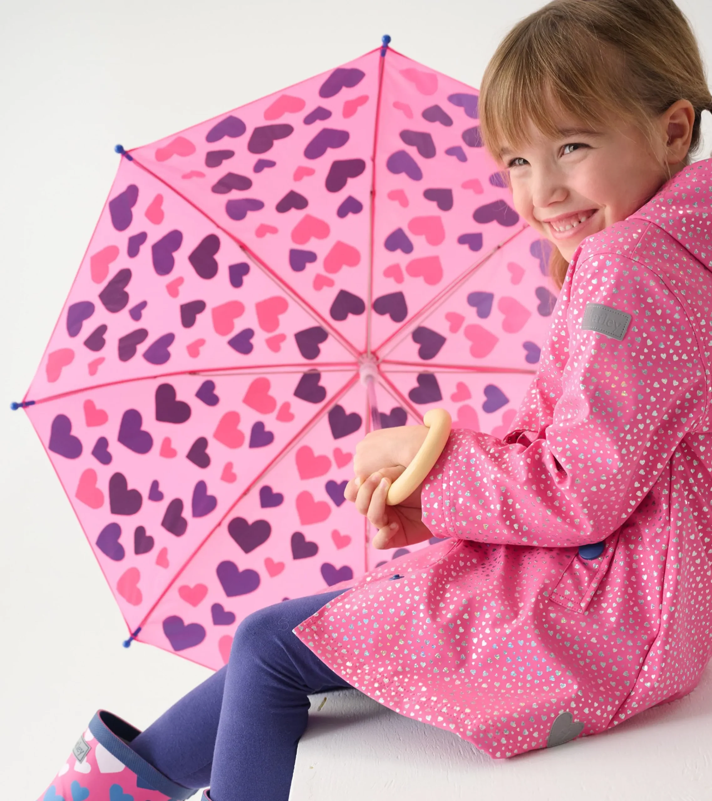 Discount Hatley Girls Glitter Hearts Button-Up Rain Jacket