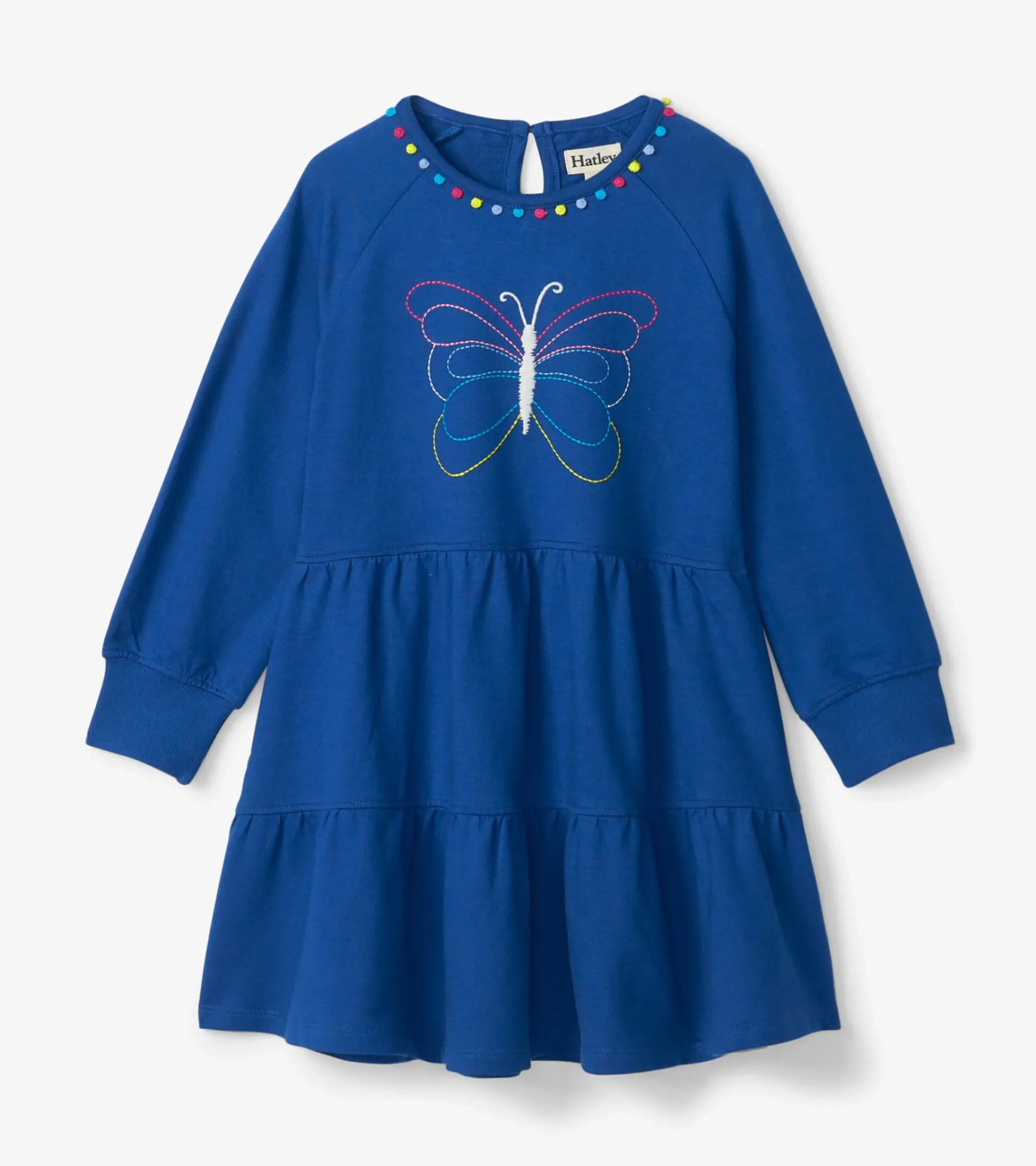 New Hatley Girls Groovy Butterfly Gathered Tiered Dress