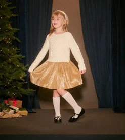 Discount Hatley Girls Holiday Mixed Media Dress