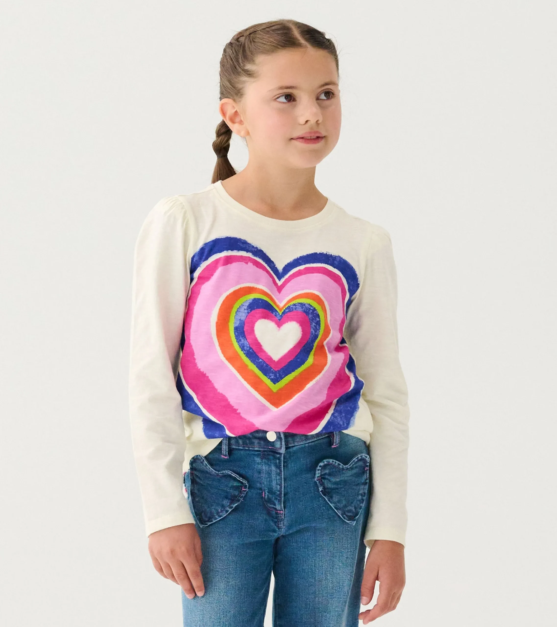 Outlet Hatley Girls Layered Hearts Long Sleeve Graphic Tee