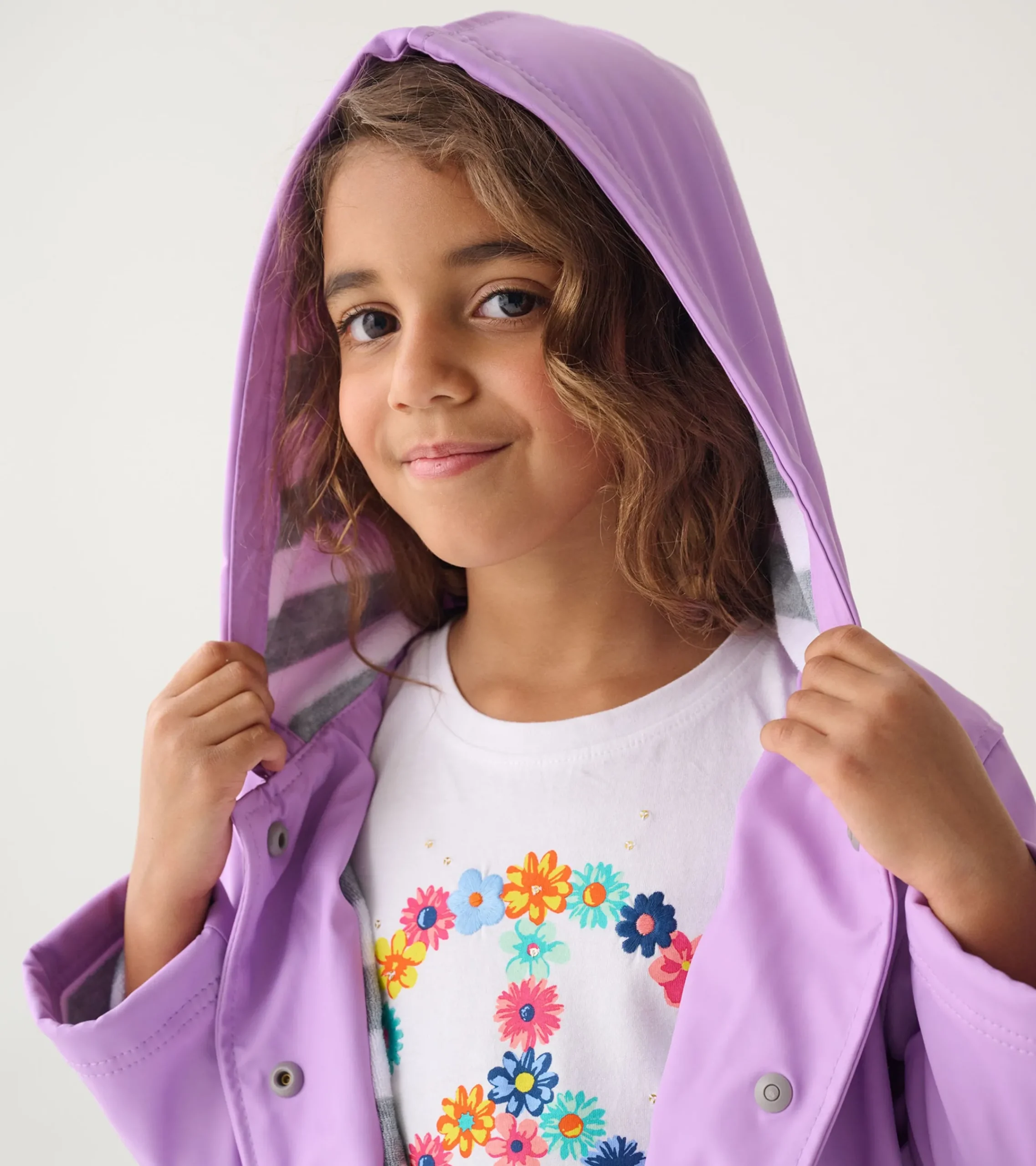 Online Hatley Girls Lilac Button-Up Rain Jacket