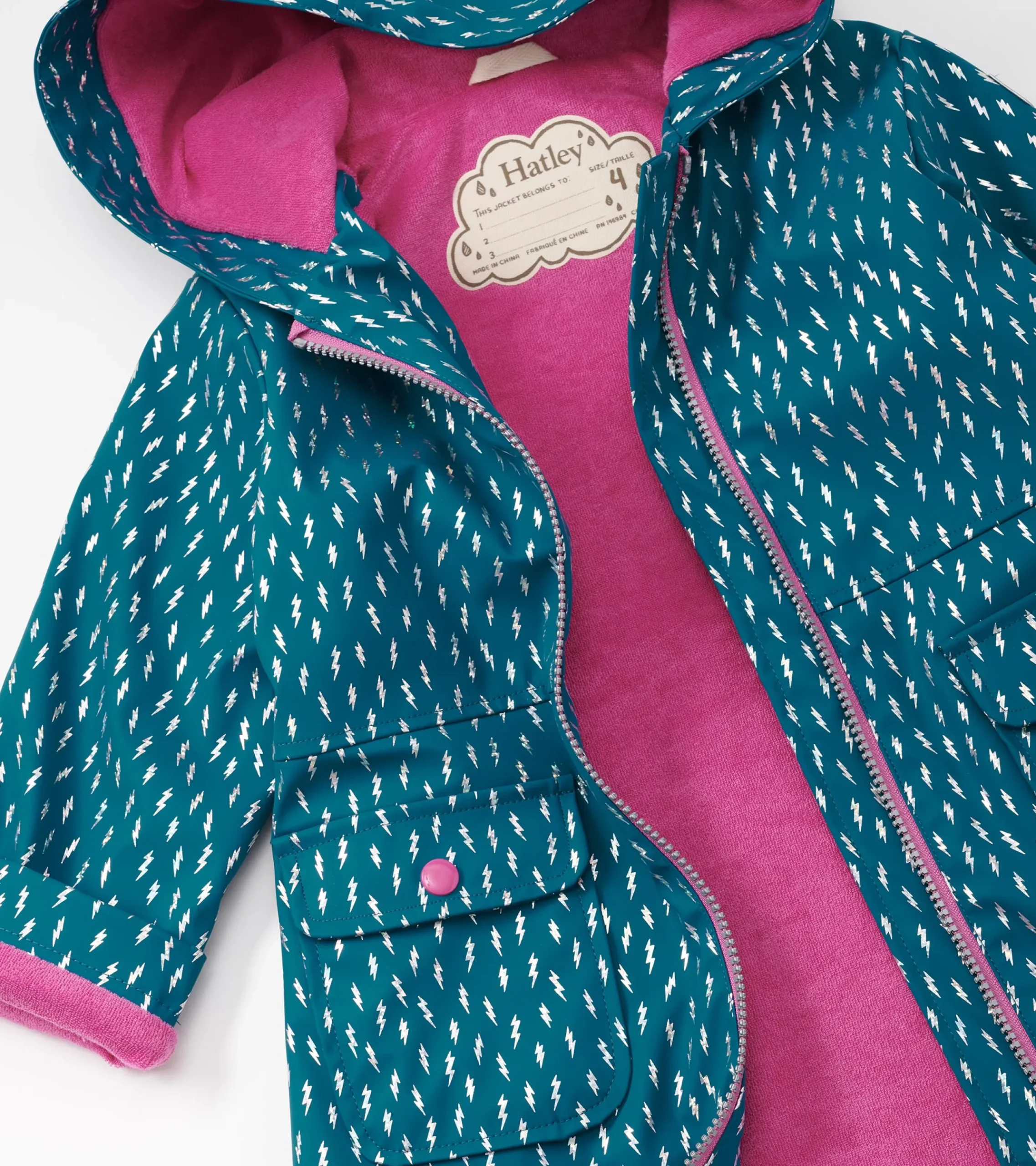Sale Hatley Girls Mini Lightning Bolts Zip-Up Rain Jacket