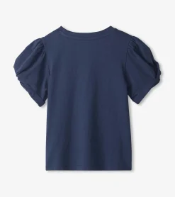Best Hatley Girls Navy Twisted Sleeve Tee