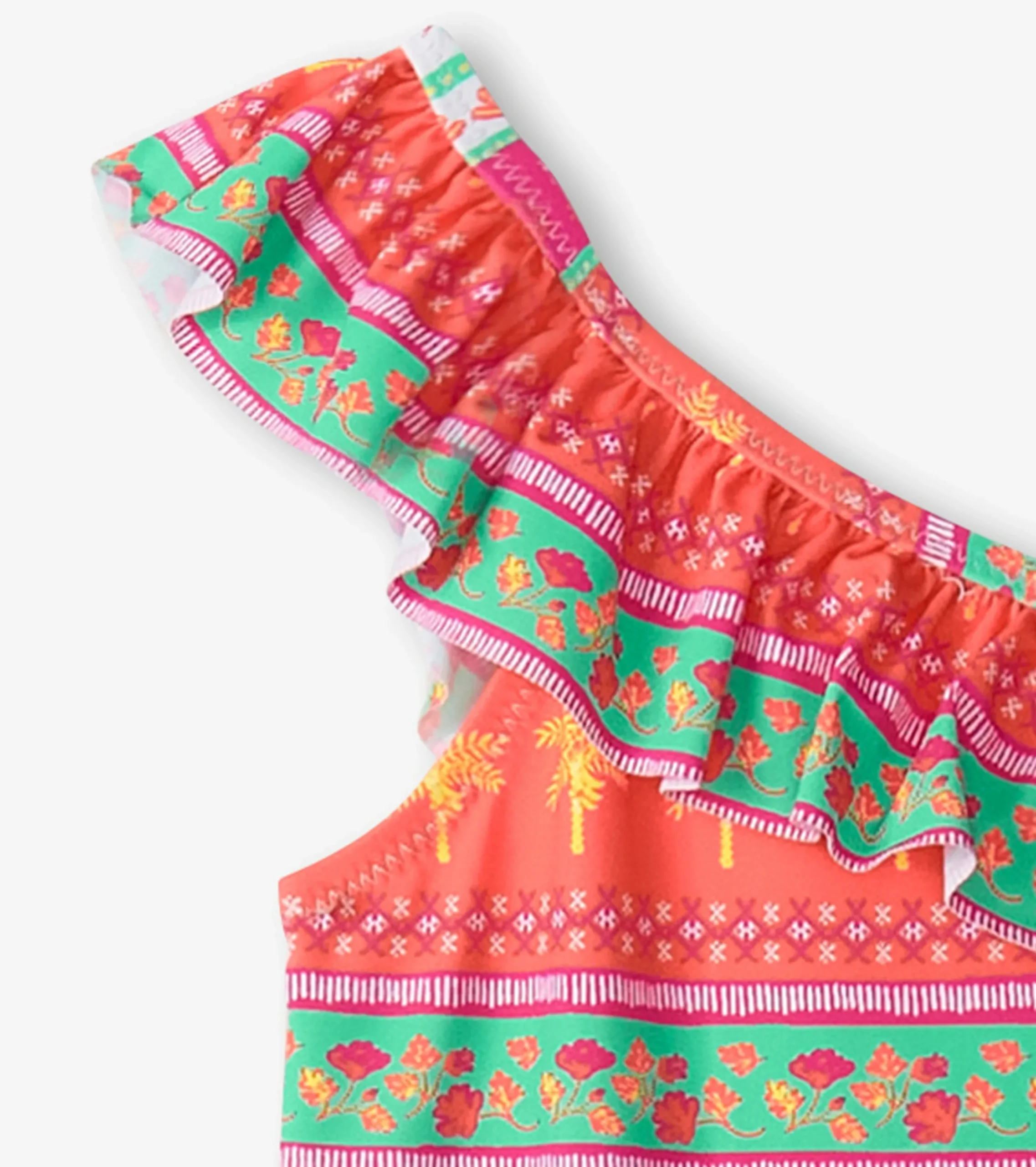 Hot Hatley Girls Ornate Tropicals Ruffle Trim Swimsuit