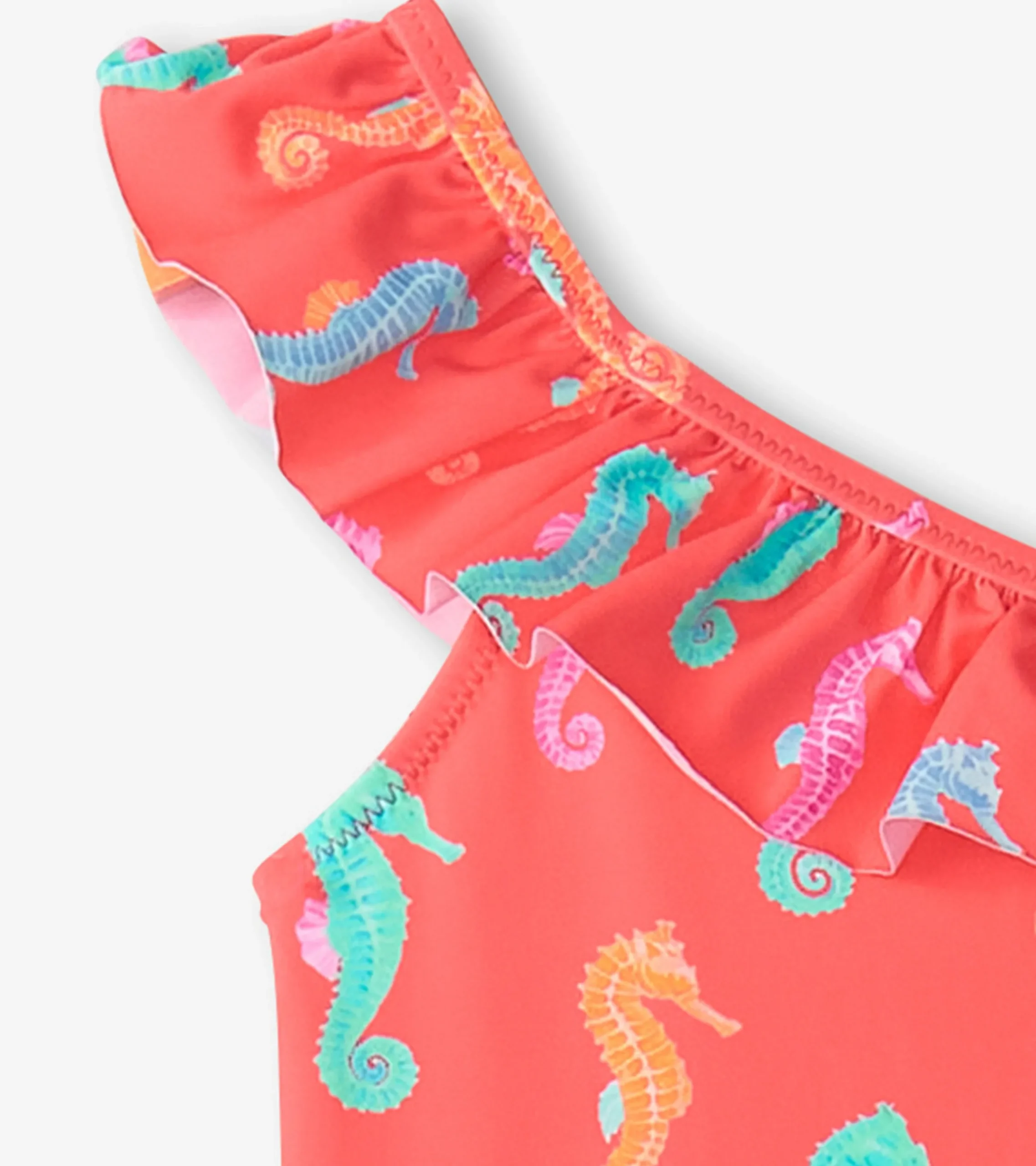 Online Hatley Girls Painted Sea Horses Ruffle Trim Swimsuit